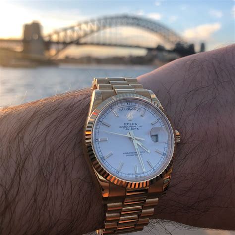 gold day date rolex vintage wrist|rolex gold day date 36mm.